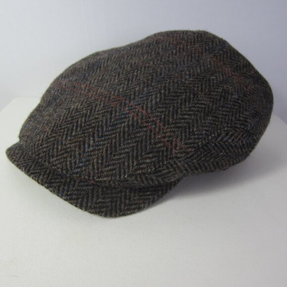 NEW Wigens 7 5/8" NWT Harris Tweed Newsboy Brown Herringbone Size 61 Insulated - Picture 6 of 14